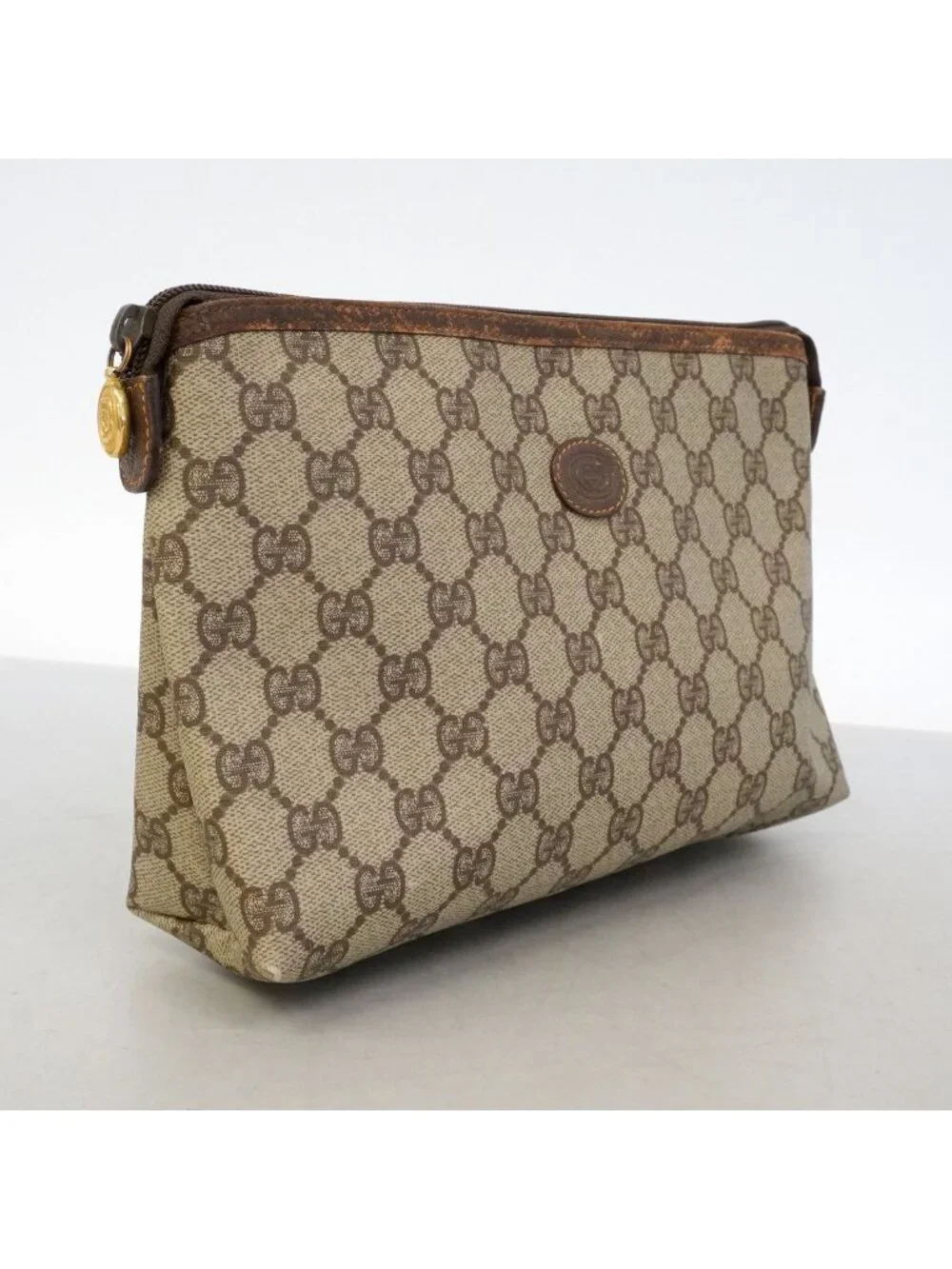 Gucci Pouch GG Supreme 156 01 Brown Gold